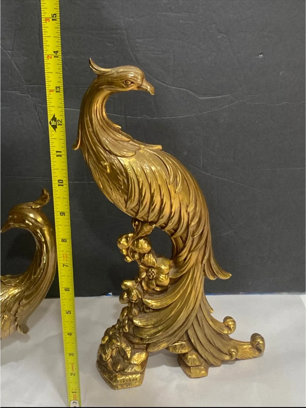 2 Mid Century Hollywood Regency Peacock Pheasant Sculptures by Syroco MCM